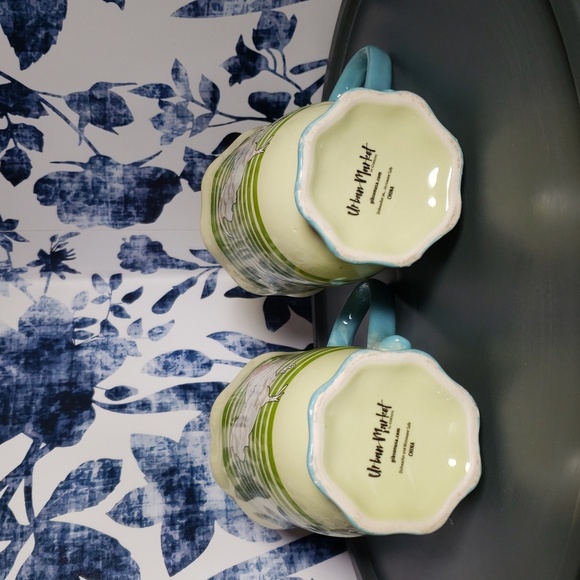 Urban Market By Gibson Charming Rooster Mugs - Green and Blue - Picture 4 of 12